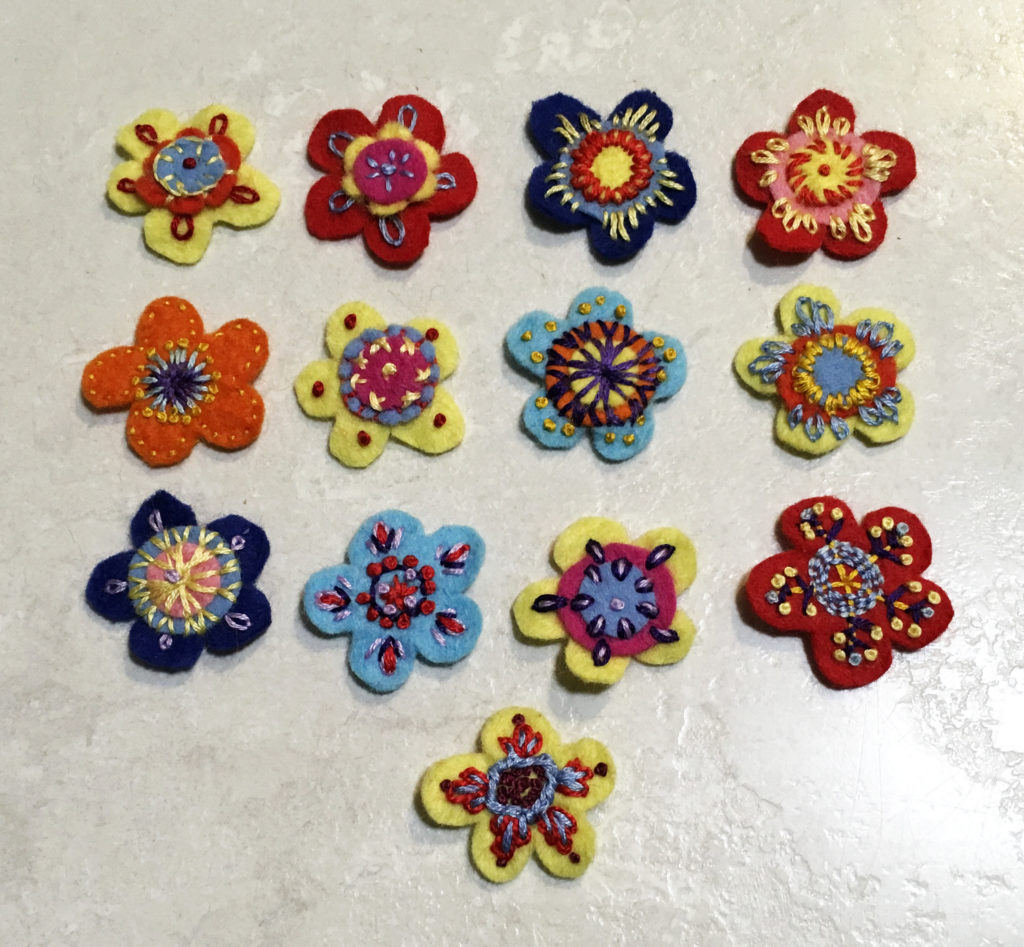 Embroidered felt flowers