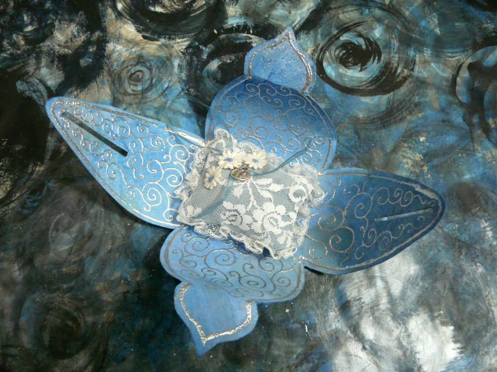 One of a collection of small boxes containing lavender sachets