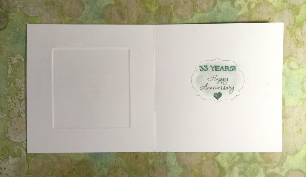 Anniversary card - the finished card inside