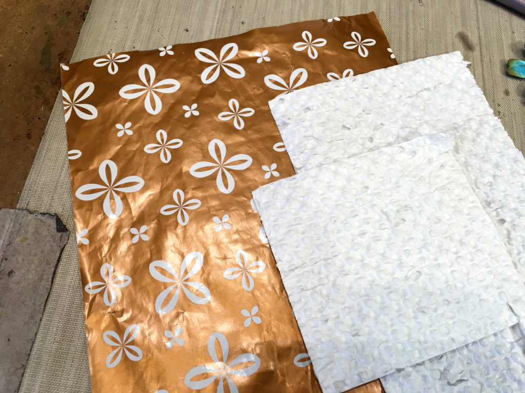 Disassembled chocolate box padding paper