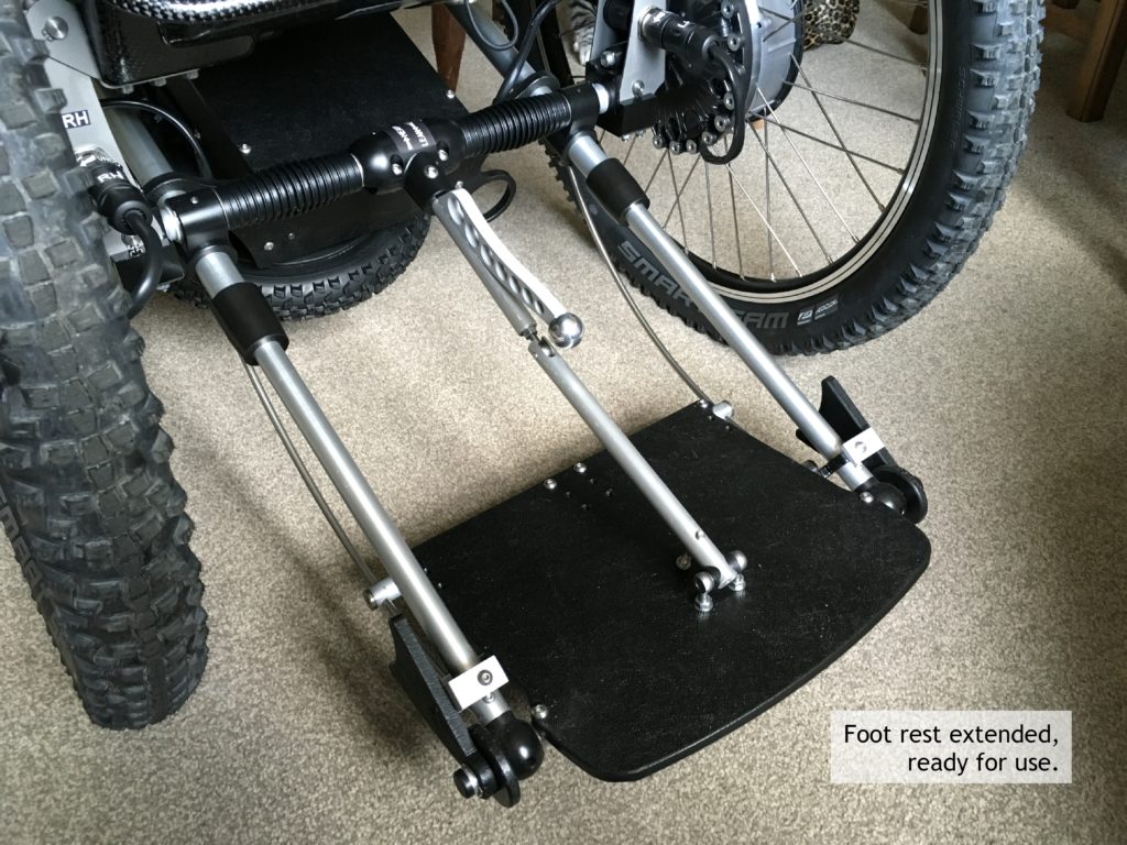 Foot rest on Trekinetic wheelchair, extended