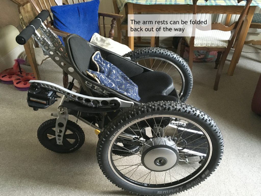 Folding arm rests on the Trekinetic wheelchair
