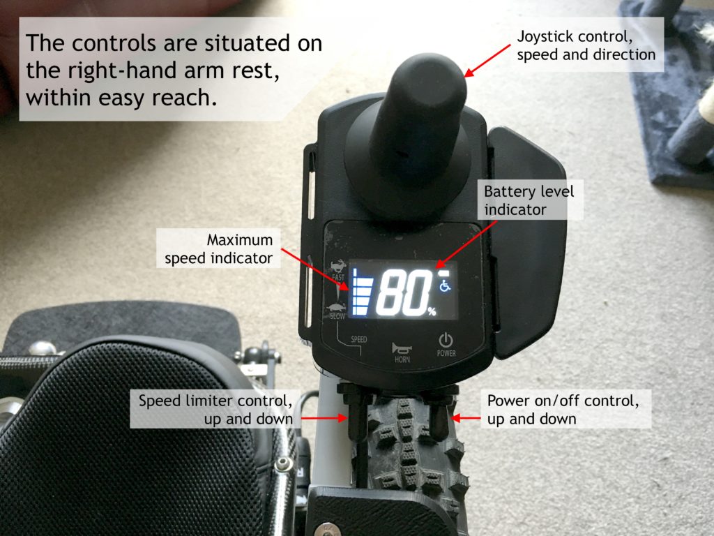 Joystick control on Trekinetic wheelchair