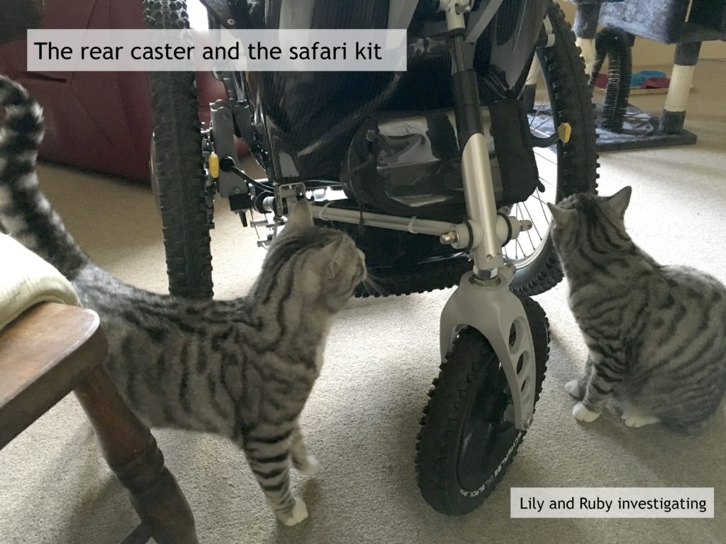 Rear caster and Safari kit on Trekinetic wheelchair
