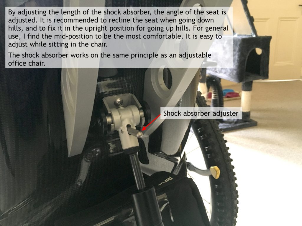 Adjusting shock absorber on Trekinetic wheelchair