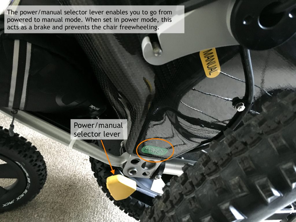 Power/manual selector lever on Trekinetic