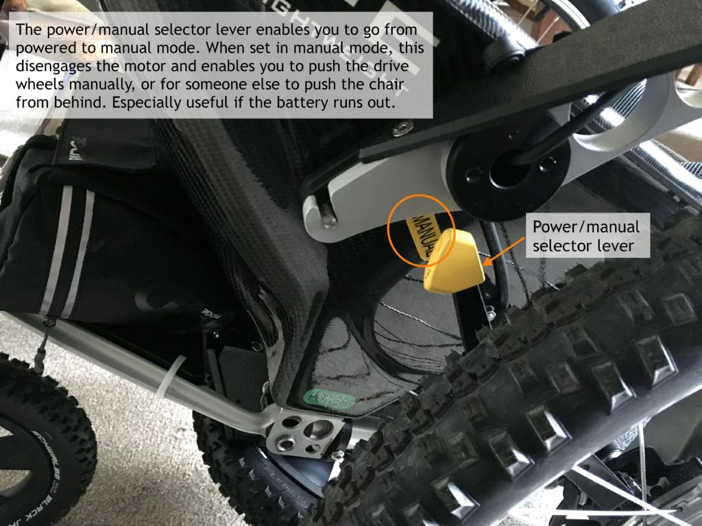 Power/manual selector lever for Trekinetic