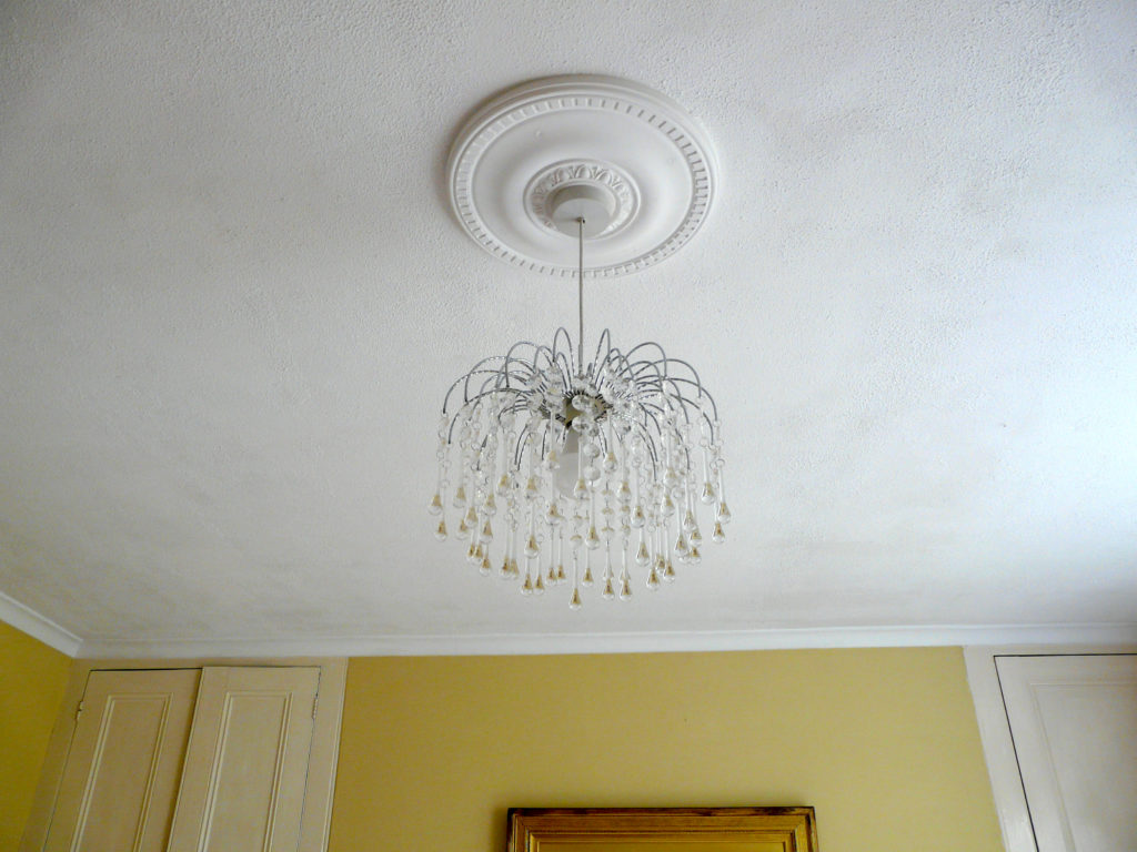 Chandelier in flat sitting room
