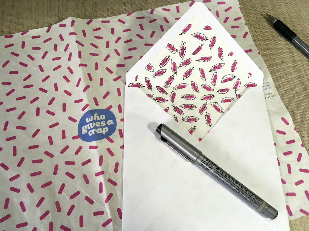 Making the envelope for the doodled bird card