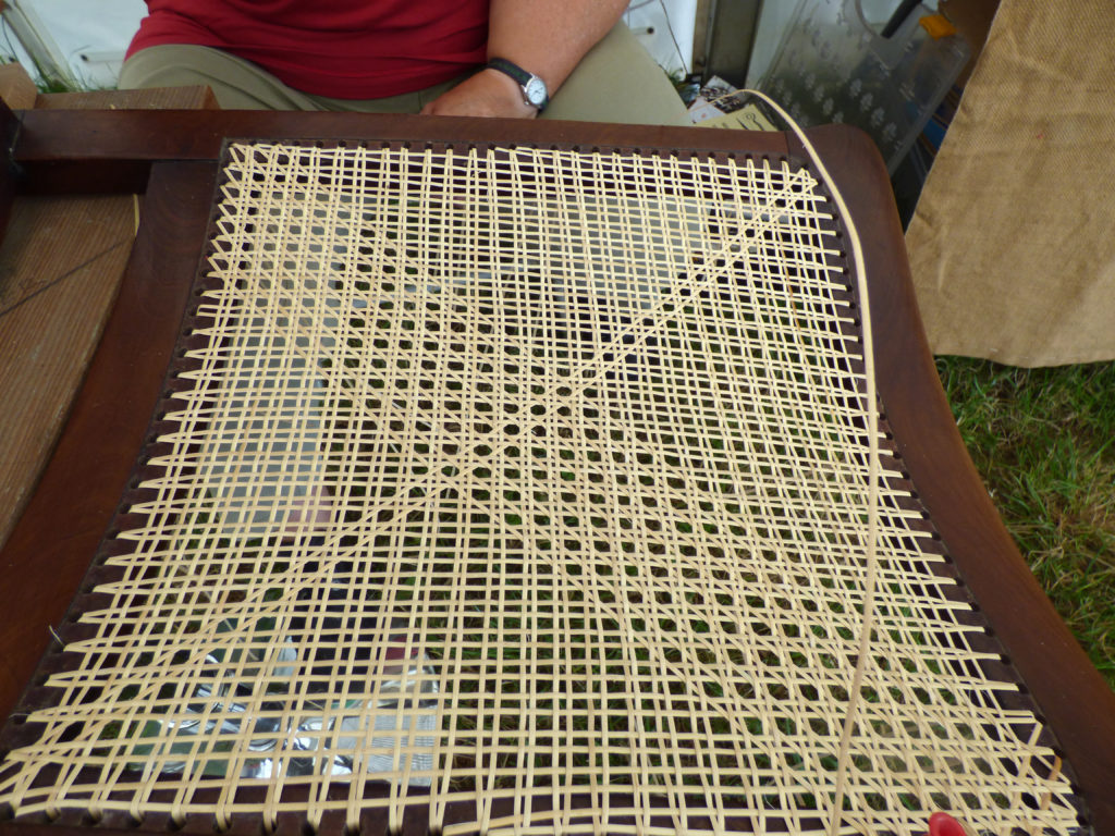 Totnes Show 2019. Cane seating in progress.