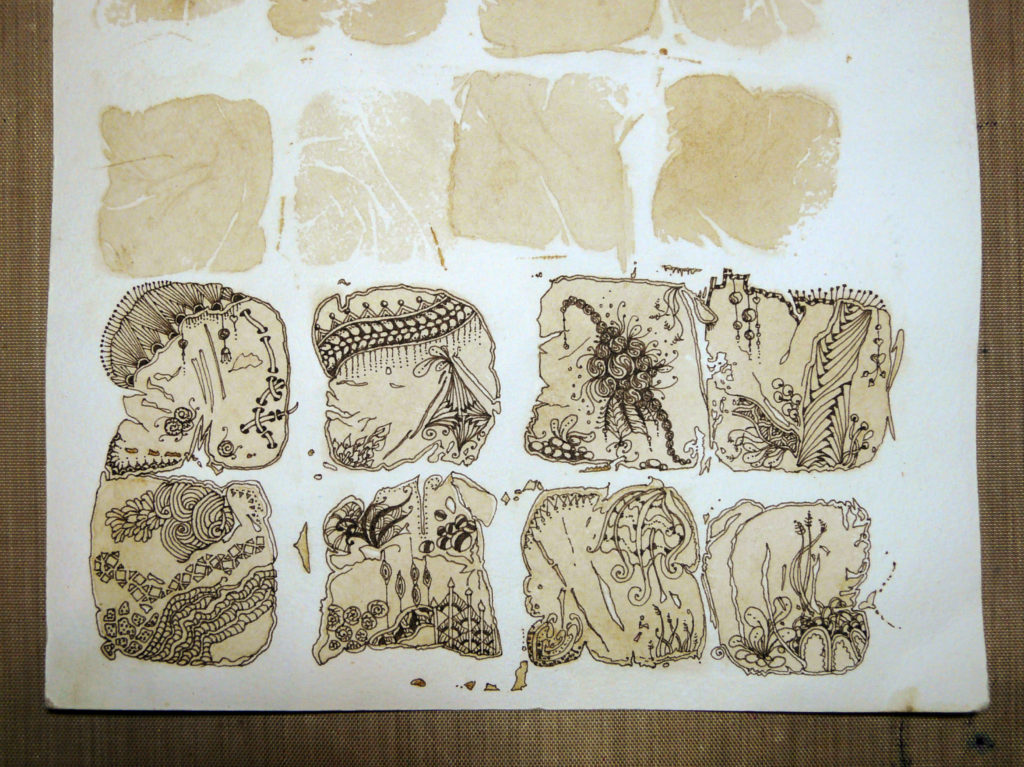 Teabag art - Zentangle on tea stains