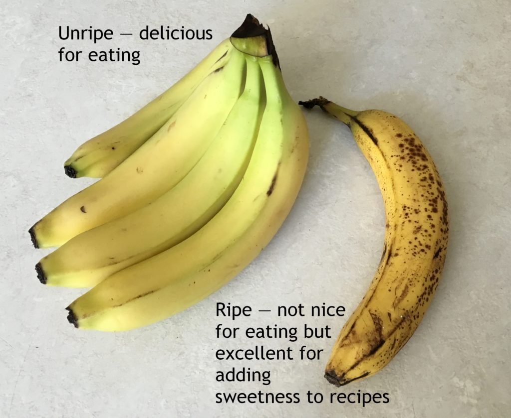 Ripe and unripe bananas