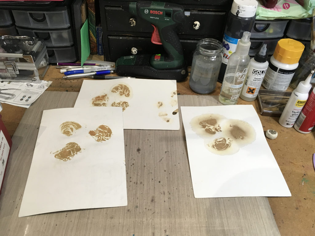 Teabag stains on watercolour paper