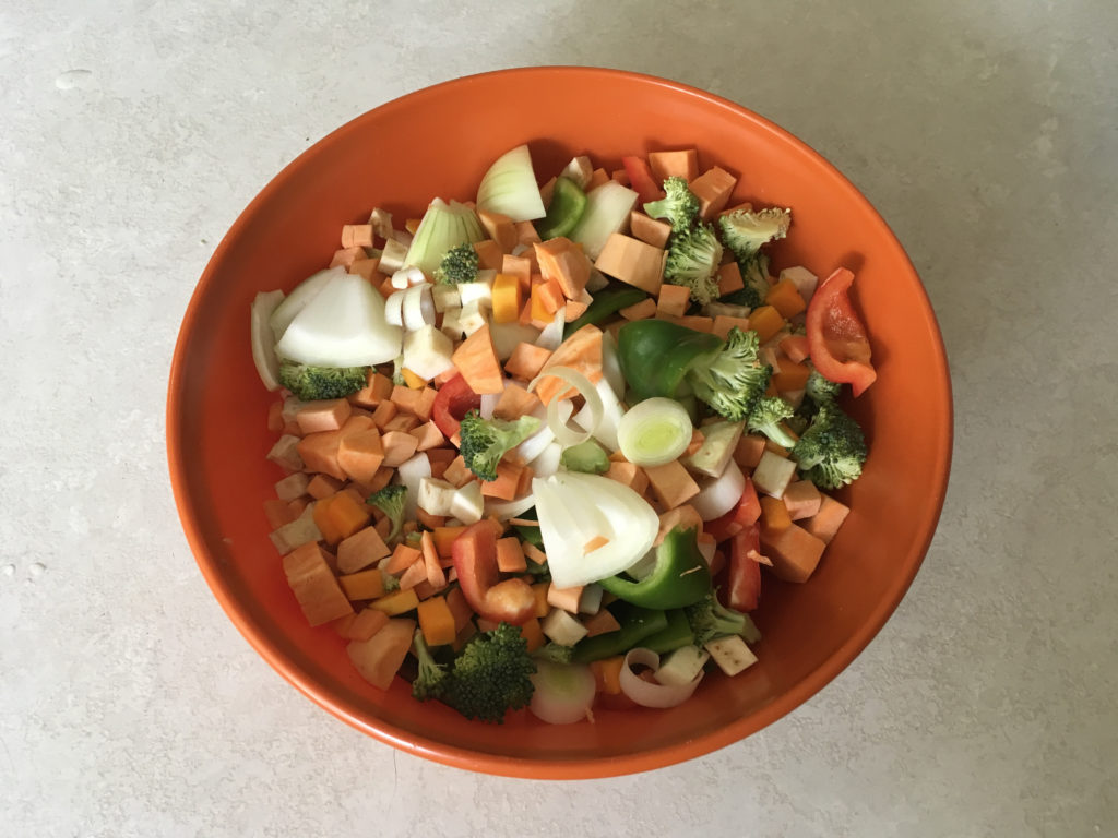 Veggies ready for roasting