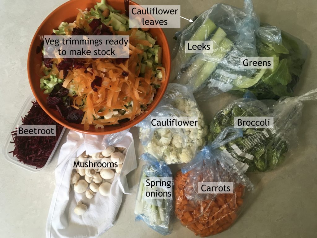 Prepped veggies