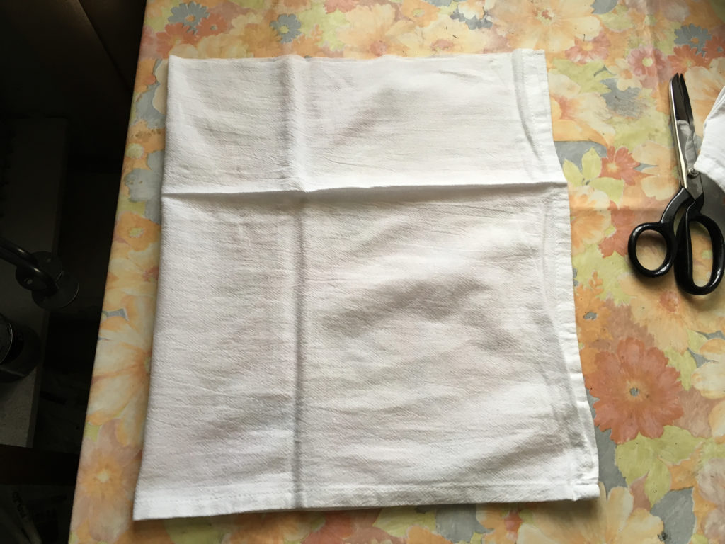 A half towel, folded in half