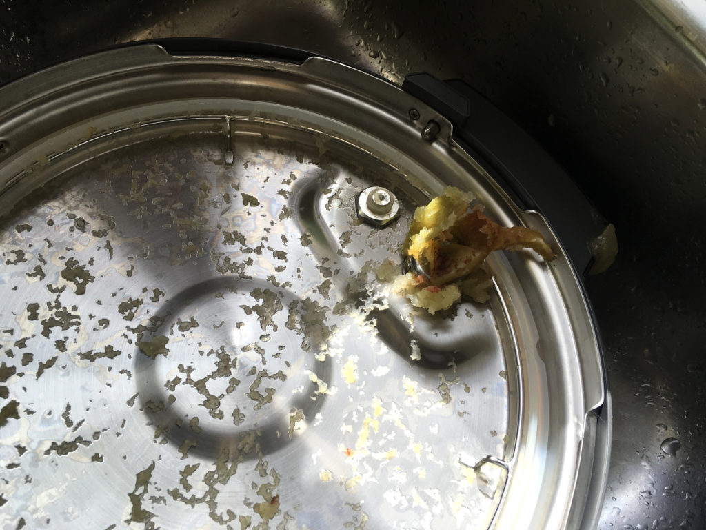 Inside the pressure cooker lid after apple eruption