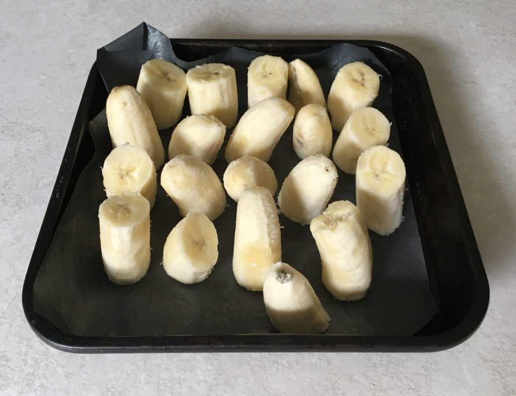 Last week's bananas ready for freezing