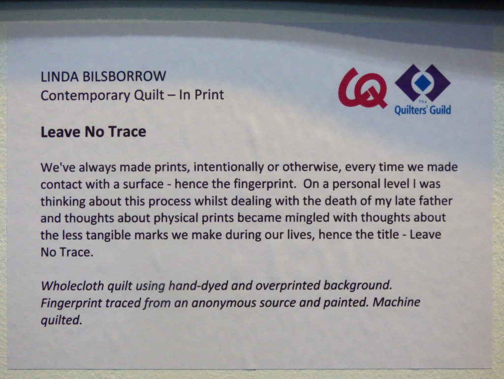 Legend for "Leave No Trace" quilt