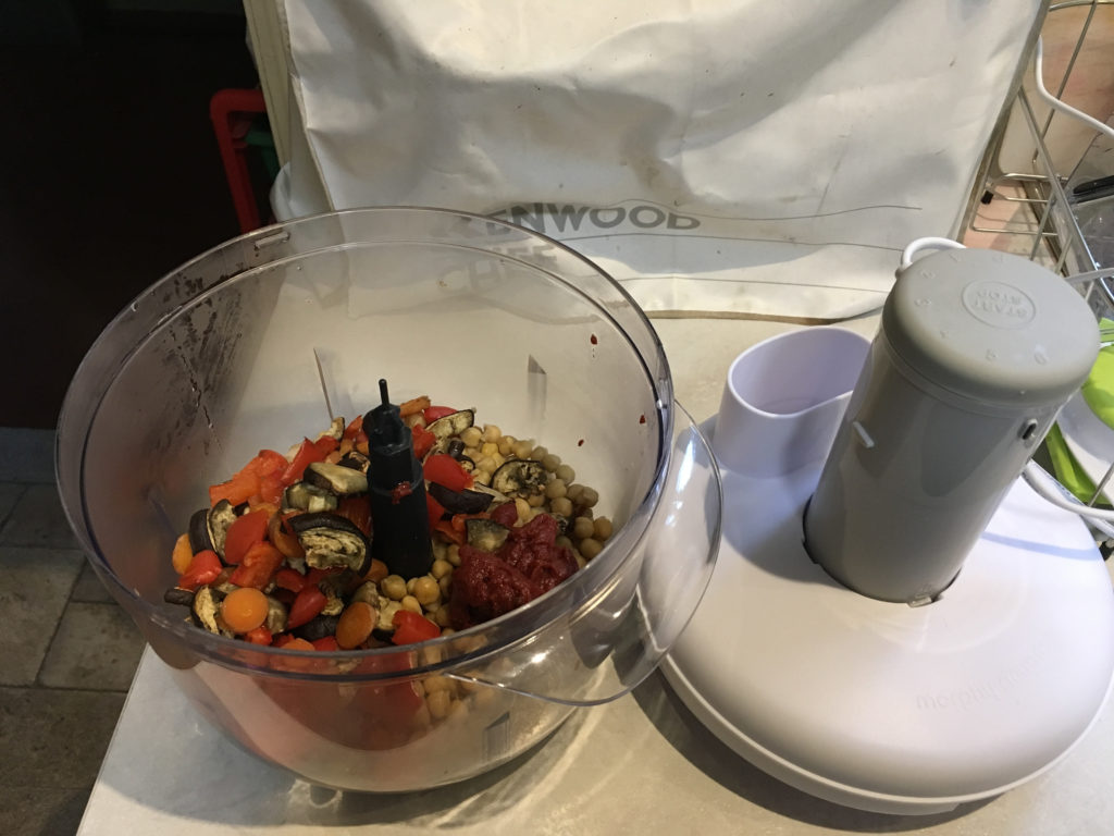 Vegan pate ingredients in food processor
