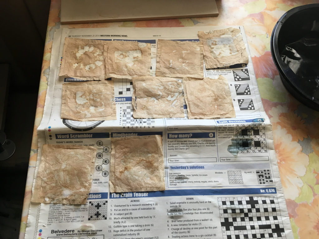 Attempts at stamping with bleach