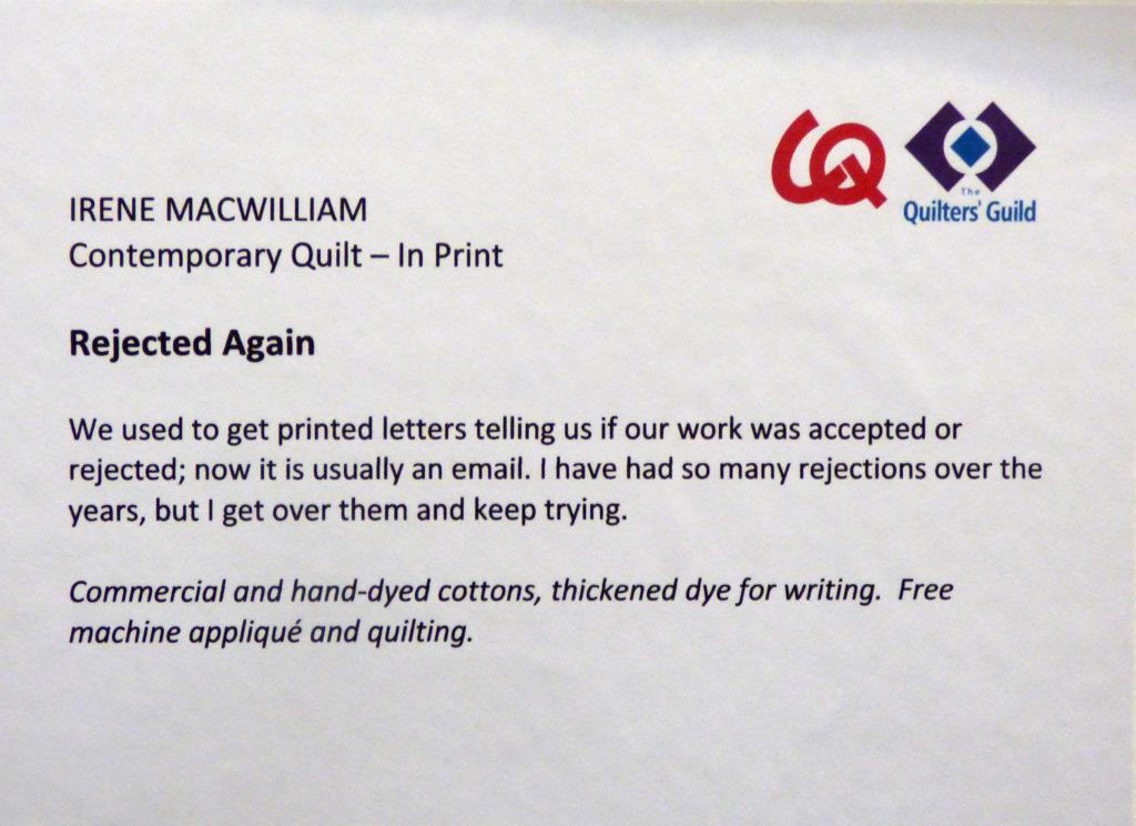 Legend for the "Rejected Again" quilt