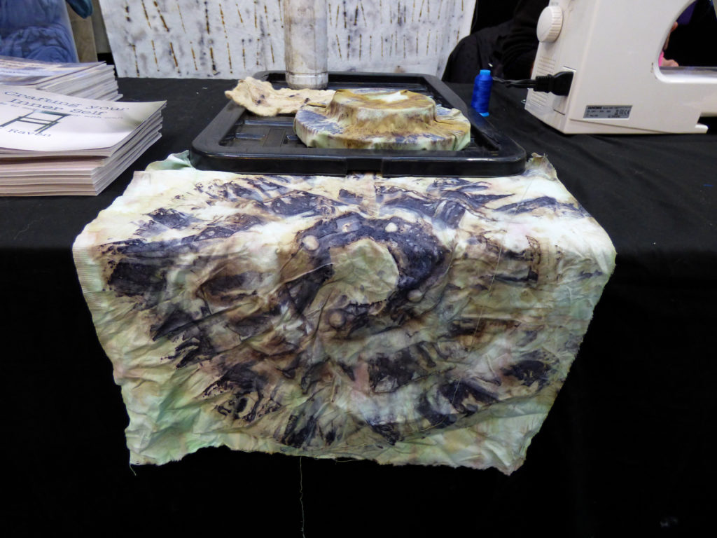 Inventors' Asylum: Rusted fabric with cyanotype
