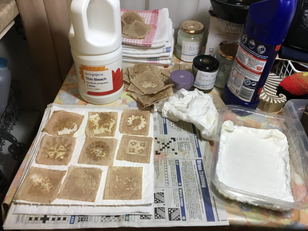 Bleaching with bleach "ink pad."