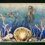 10 Undersea Doodle Art with Blended Coloured Pencils 14-2-22