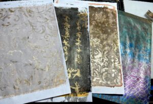 Read more about the article Altered Book – Beginning the First Page, and some Stencilled Backgrounds