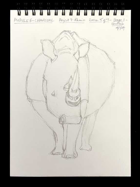 Read more about the article Online Art Course – Beginning the Rhino Charcoal Drawing