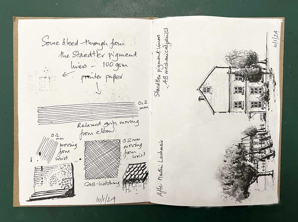 Read more about the article More Sketchbook Dabbling, Pens and Digressions, Cataract News and Seeing Pattern Everywhere