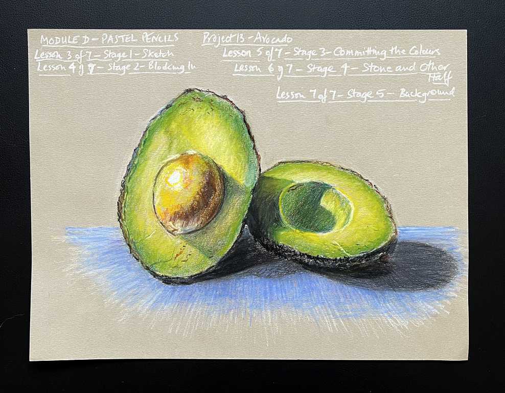 Read more about the article Online Art Course – Pastel Pencils – Avocado