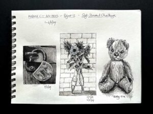 Read more about the article Online Art Course – Completing the Ink Pens Self-Directed Challenge, a Couple of Drawings in my Sketchbook, and a New Easel