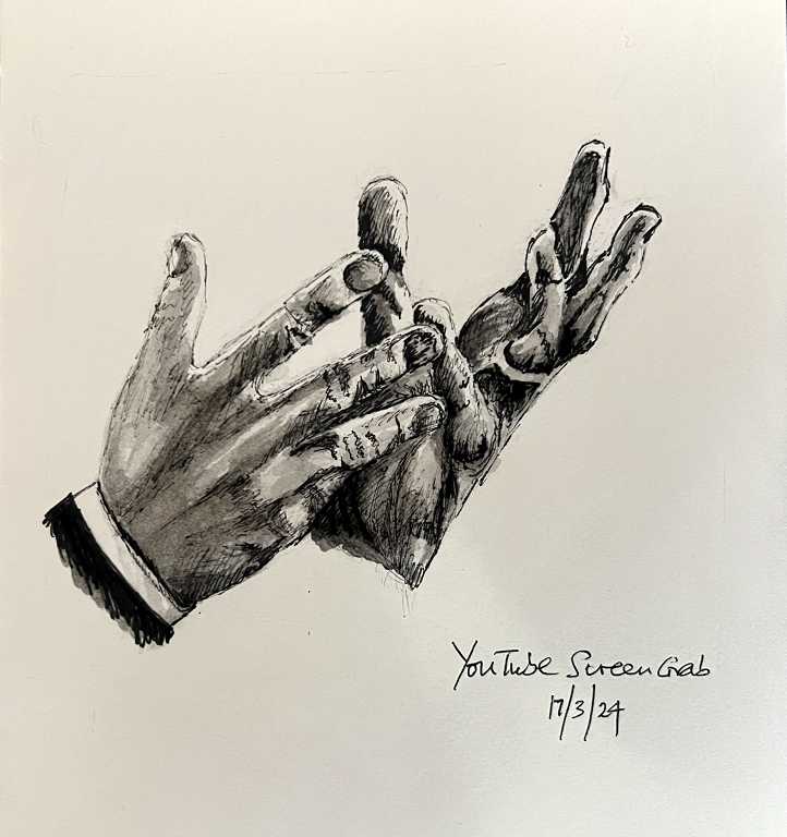 Read more about the article Hands – A Drawing to Keep me Going, and Resurrecting the Persian Tiles Crochet Throw
