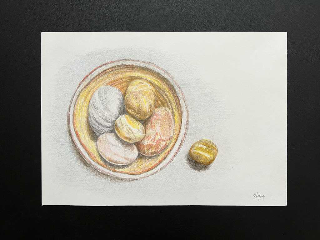Read more about the article Coloured Pencils – a Bowl of Pebbles, and a Case for my Amazon Basics Pencils