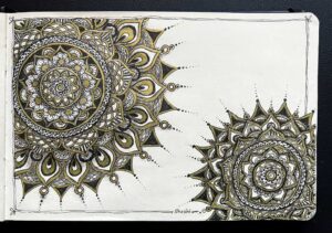 Read more about the article Shoshi’s Little Black Book, and some Gold Mandalas