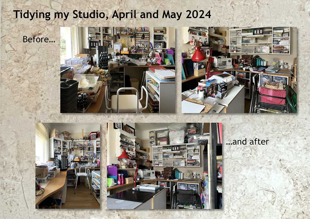 Read more about the article Studio Tidying, Teabag Stains, Crochet and Embroidery, and Organising a New Paint Box – Activities during Online Art Course Rest Week