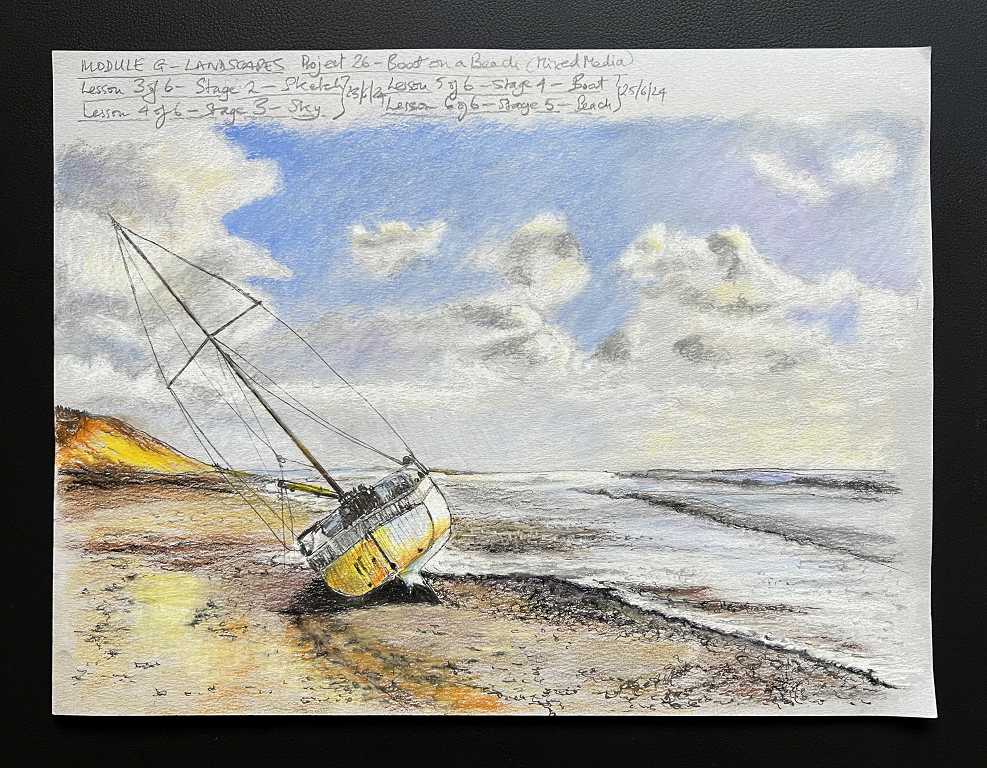Read more about the article Online Art Course – Boat on a Beach, and a Greedy Cat