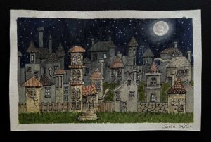 Read more about the article Shoshiville by Moonlight – Negative Watercolour Houses