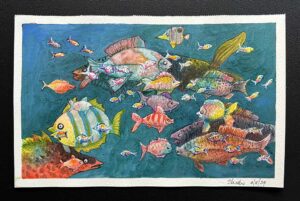 Read more about the article Negative Watercolour – Colourful Fish