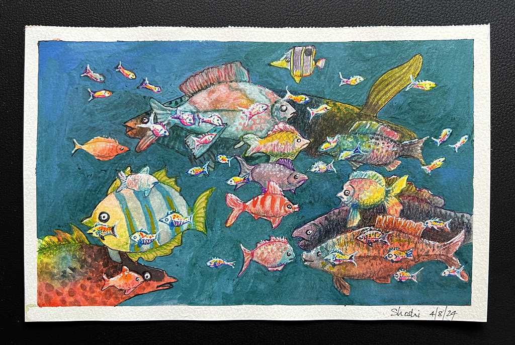 Read more about the article Negative Watercolour – Colourful Fish