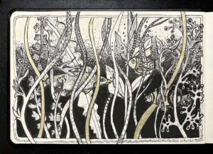 Read more about the article Ink Pen Drawing – Fish in the Seaweed