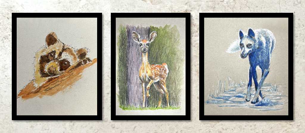 Read more about the article Online Art Course – Forest Animals on Grey Paper